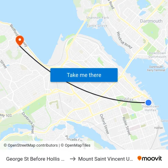 George St Before Hollis St (6733) to Mount Saint Vincent University map