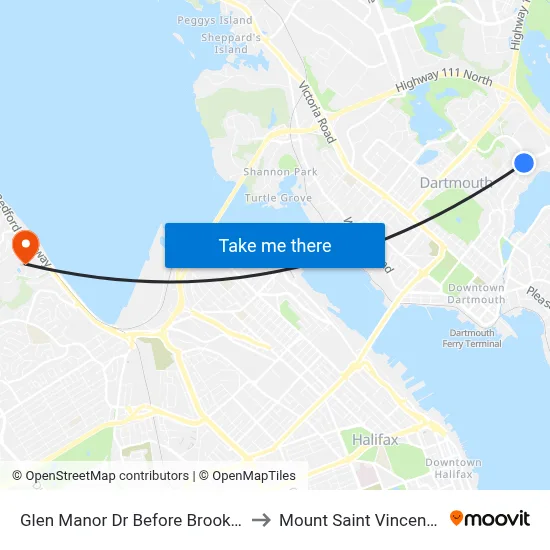 Glen Manor Dr Before Brookdale Cr (6736) to Mount Saint Vincent University map