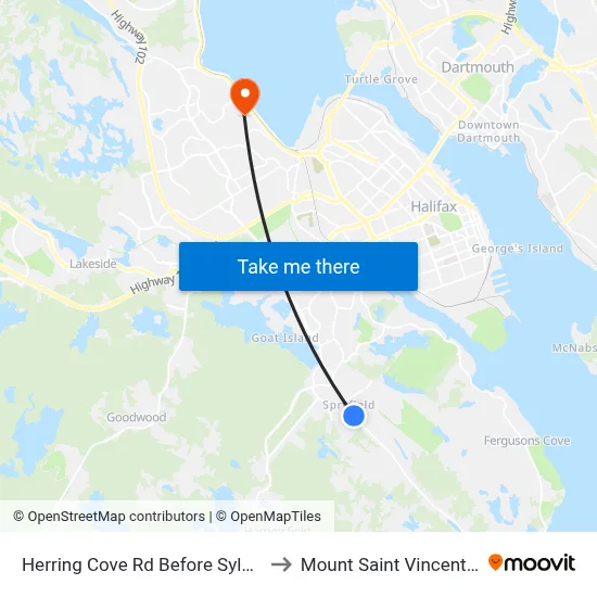 Herring Cove Rd Before Sylvia Ave (6904) to Mount Saint Vincent University map