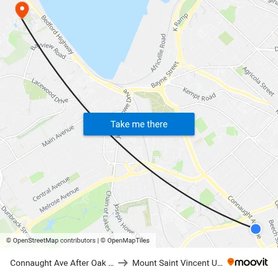 Connaught Ave After Oak St (6495) to Mount Saint Vincent University map