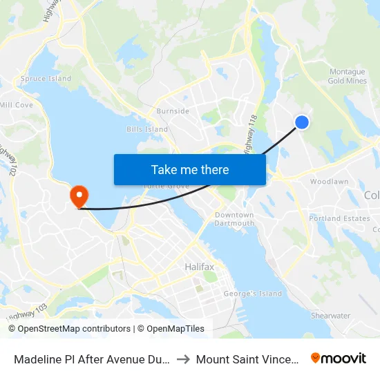Madeline Pl After Avenue Du Portage (6082) to Mount Saint Vincent University map