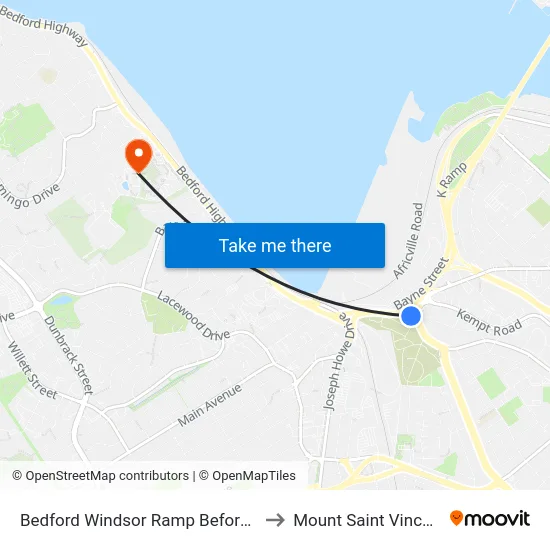 Bedford Windsor Ramp Before Windsor St (6643) to Mount Saint Vincent University map