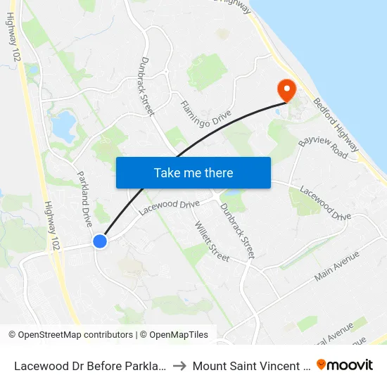 Lacewood Dr Before Parkland Dr (7080) to Mount Saint Vincent University map