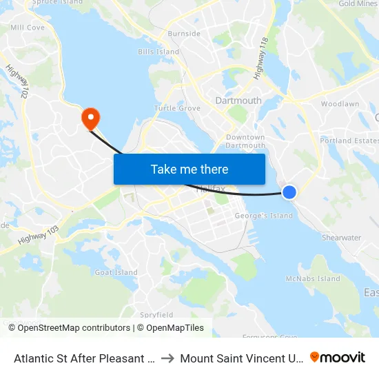 Atlantic St After Pleasant St (6066) to Mount Saint Vincent University map