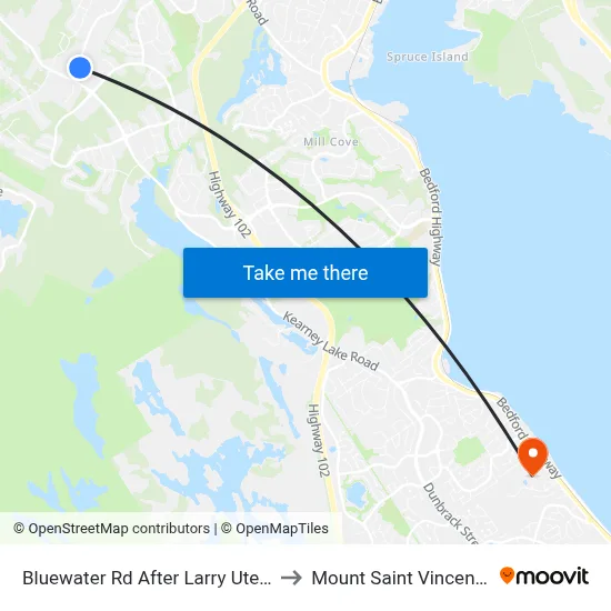 Bluewater Rd After Larry Uteck Blvd (6067) to Mount Saint Vincent University map