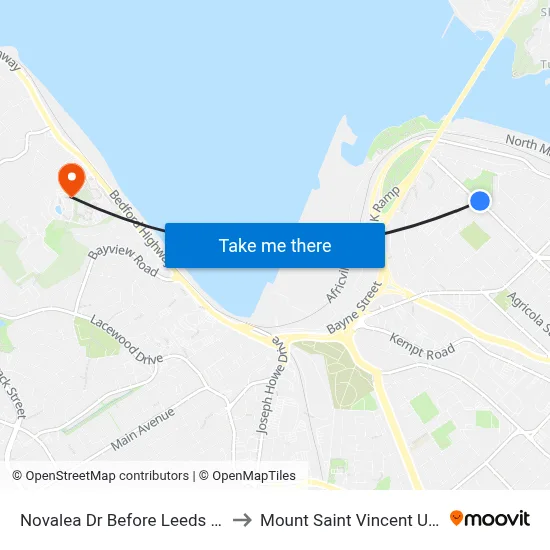 Novalea Dr Before Leeds St (7371) to Mount Saint Vincent University map
