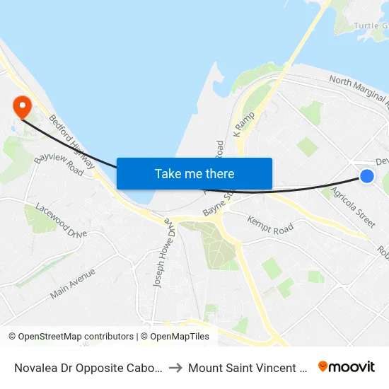 Novalea Dr Opposite Cabot Pl (7374) to Mount Saint Vincent University map