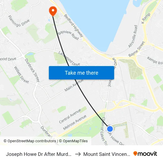 Joseph Howe Dr After Murdoch Ave (7011) to Mount Saint Vincent University map