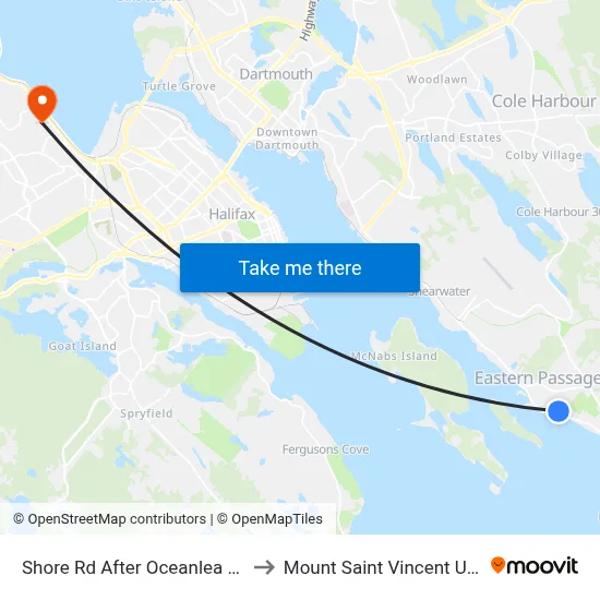 Shore Rd After Oceanlea Dr (8270) to Mount Saint Vincent University map