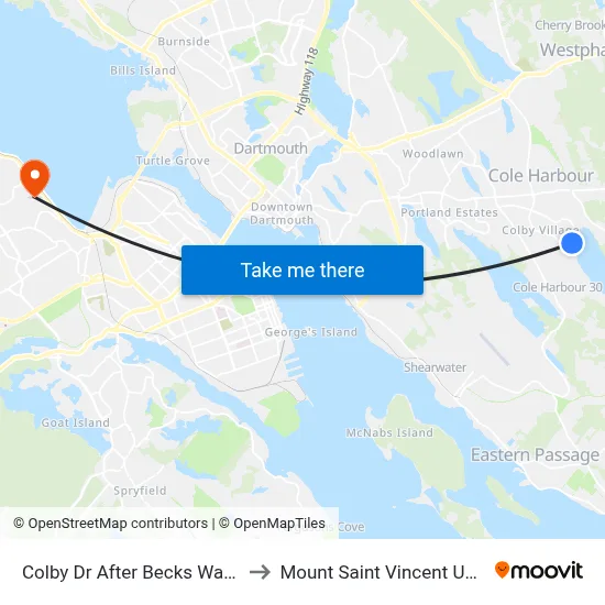 Colby Dr After Becks Way (6463) to Mount Saint Vincent University map