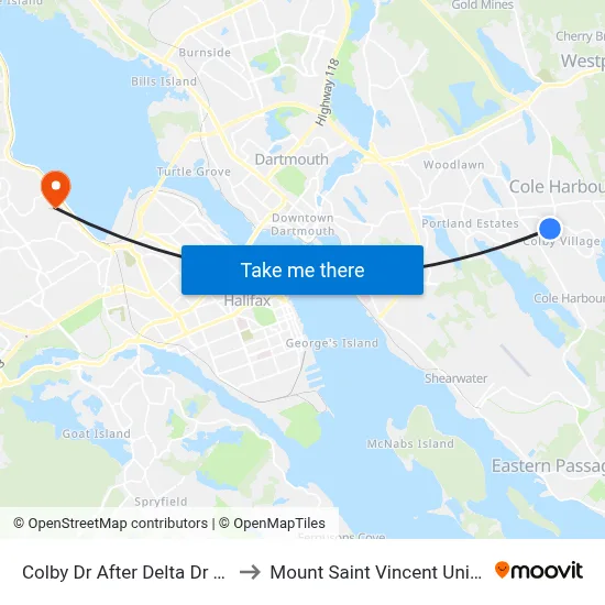 Colby Dr After Delta Dr (6466) to Mount Saint Vincent University map