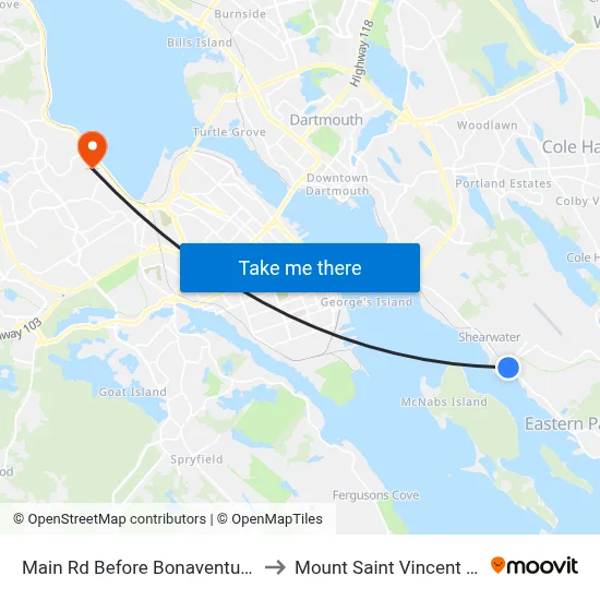 Main Rd Before Bonaventure St (7486) to Mount Saint Vincent University map