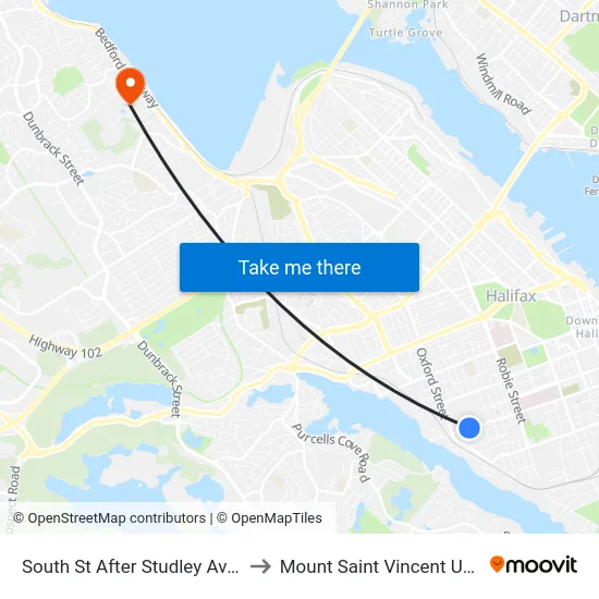 South St After Studley Ave (8304) to Mount Saint Vincent University map