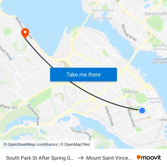 South Park St After Spring Garden Rd (8308) to Mount Saint Vincent University map