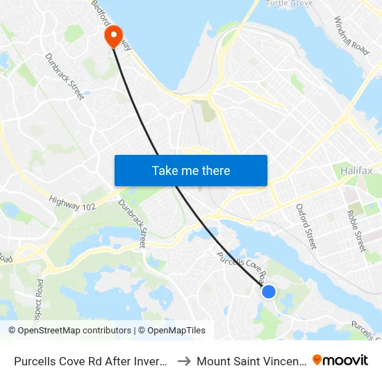Purcells Cove Rd After Inverness Ave (8090) to Mount Saint Vincent University map
