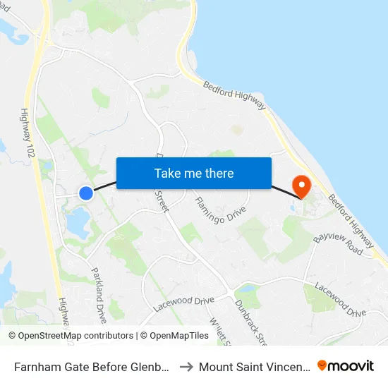 Farnham Gate Before Glenbourne Ct (6650) to Mount Saint Vincent University map