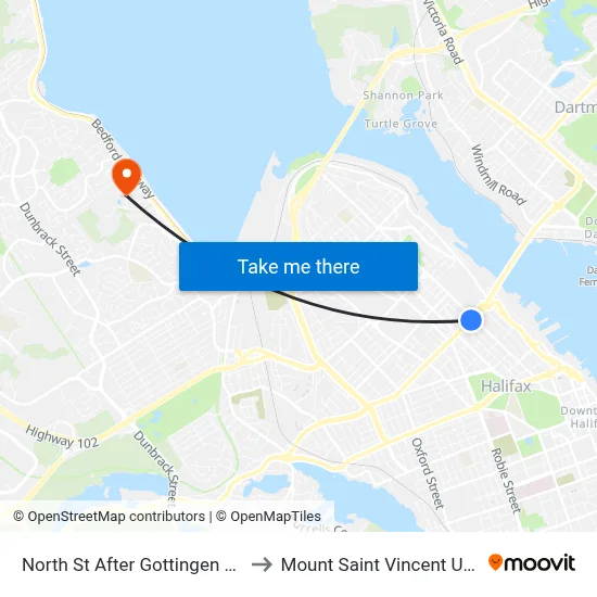 North St After Gottingen St (7346) to Mount Saint Vincent University map