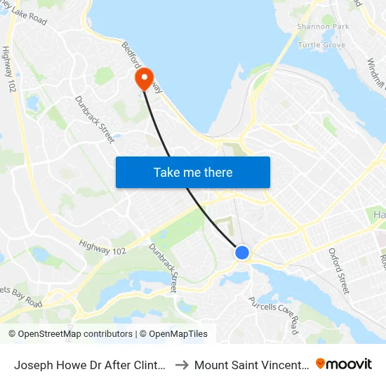 Joseph Howe Dr After Clinton Ave (7006) to Mount Saint Vincent University map