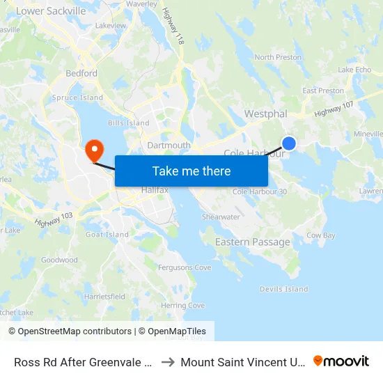 Ross Rd After Greenvale Cr (8937) to Mount Saint Vincent University map