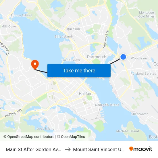 Main St After Gordon Ave (7173) to Mount Saint Vincent University map