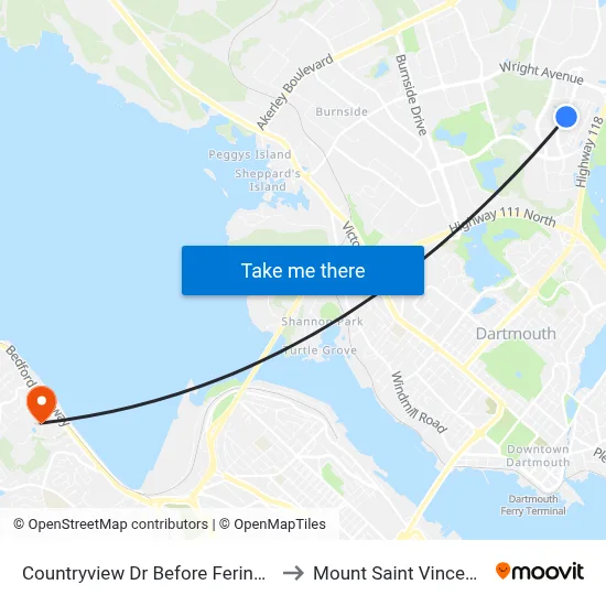Countryview Dr Before Ferindonald Cl (6842) to Mount Saint Vincent University map