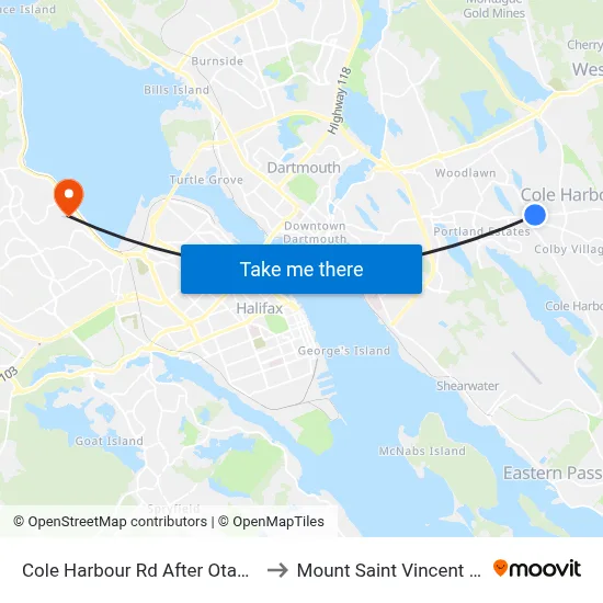 Cole Harbour Rd After Otago Dr (6478) to Mount Saint Vincent University map
