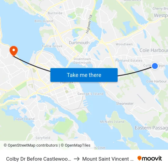 Colby Dr Before Castlewood Dr (6470) to Mount Saint Vincent University map