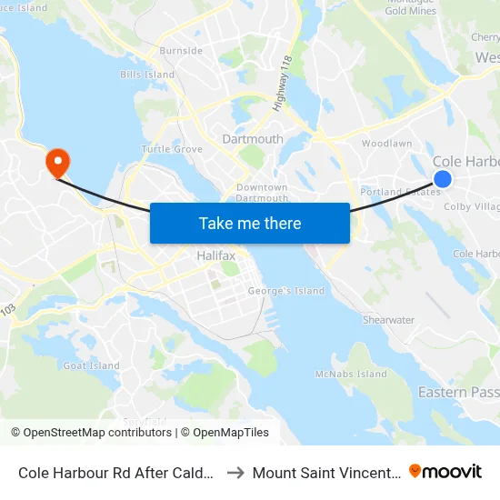Cole Harbour Rd After Caldwell Rd (6474) to Mount Saint Vincent University map