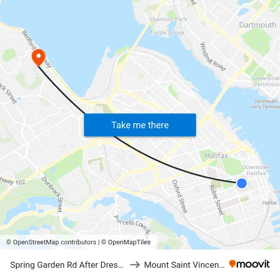 Spring Garden Rd After Dresden Row (8336) to Mount Saint Vincent University map
