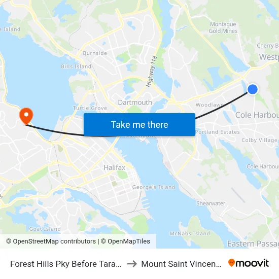 Forest Hills Pky Before Taranaki Dr (6668) to Mount Saint Vincent University map