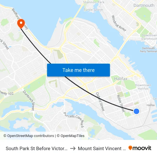 South Park St Before Victoria Rd (8314) to Mount Saint Vincent University map