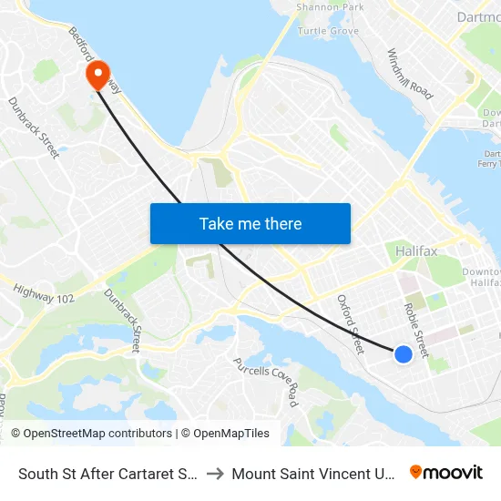 South St After Cartaret St (8316) to Mount Saint Vincent University map