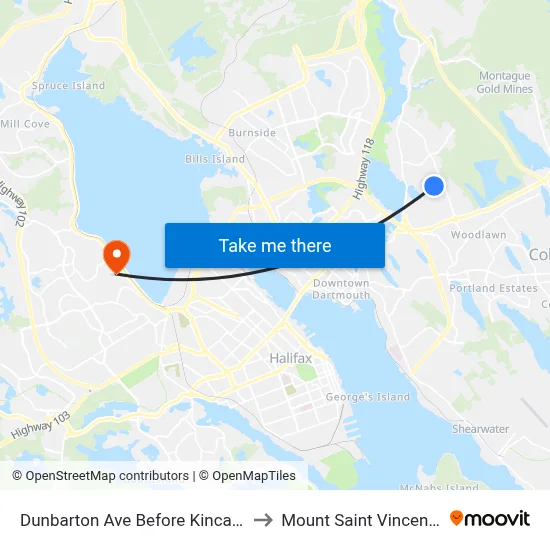 Dunbarton Ave Before Kincardine Dr (6592) to Mount Saint Vincent University map