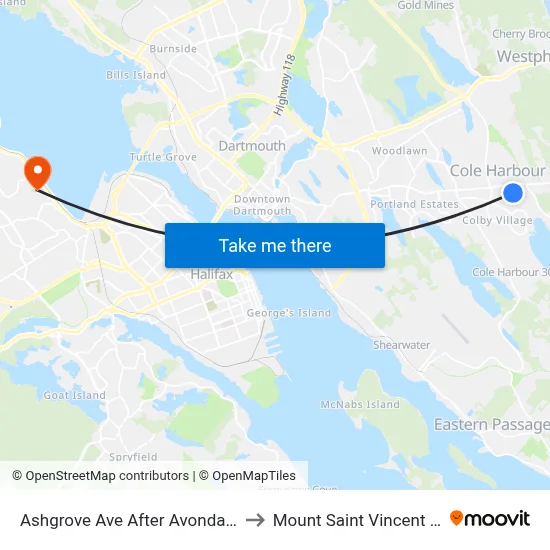 Ashgrove Ave After Avondale Rd (6047) to Mount Saint Vincent University map