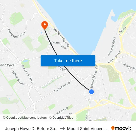 Joseph Howe Dr Before Scot St (6986) to Mount Saint Vincent University map