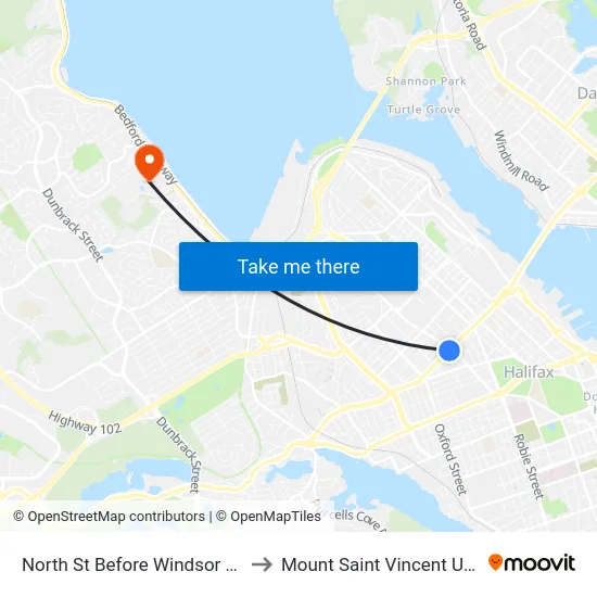 North St Before Windsor St (7357) to Mount Saint Vincent University map