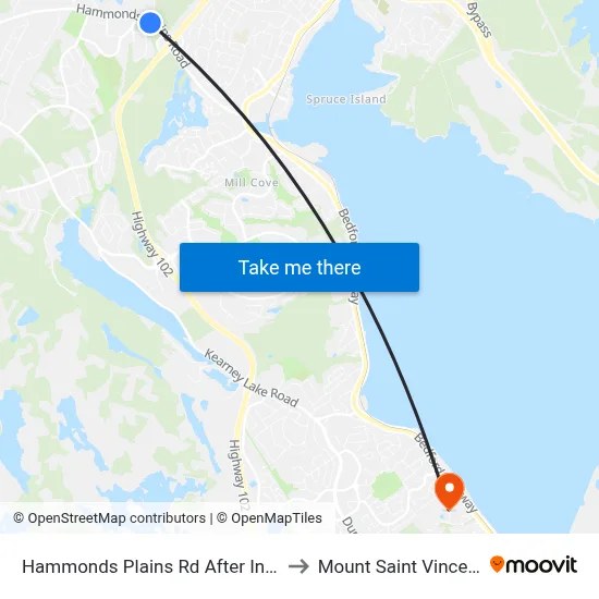 Hammonds Plains Rd After Innovation Dr (9056) to Mount Saint Vincent University map