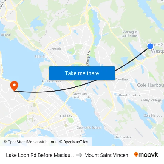 Lake Loon Rd Before Maclaughlin Rd (7100) to Mount Saint Vincent University map