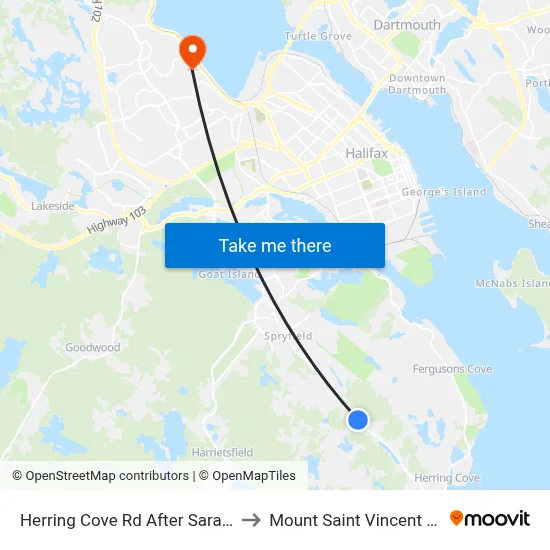 Herring Cove Rd After Sarah Dr (6865) to Mount Saint Vincent University map