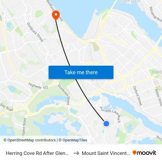 Herring Cove Rd After Glenora Ave (6860) to Mount Saint Vincent University map