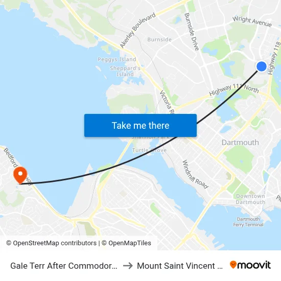 Gale Terr After Commodore Dr (8656) to Mount Saint Vincent University map