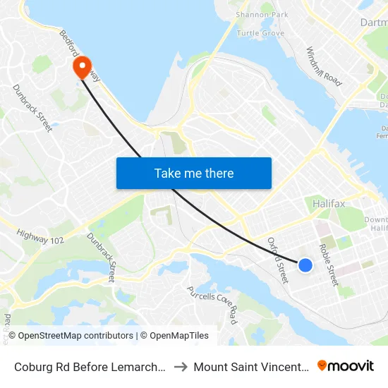 Coburg Rd Before Lemarchant St (6449) to Mount Saint Vincent University map