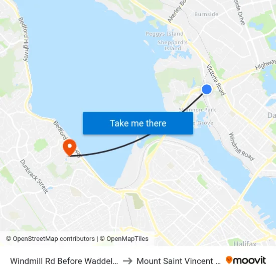 Windmill Rd Before Waddell Ave (8511) to Mount Saint Vincent University map