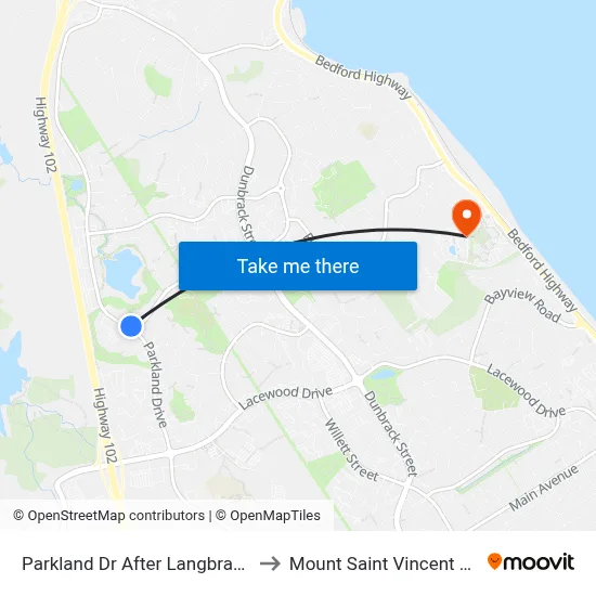 Parkland Dr After Langbrae Dr (7435) to Mount Saint Vincent University map