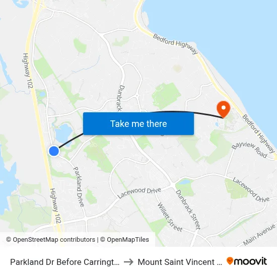 Parkland Dr Before Carrington Pl (7431) to Mount Saint Vincent University map