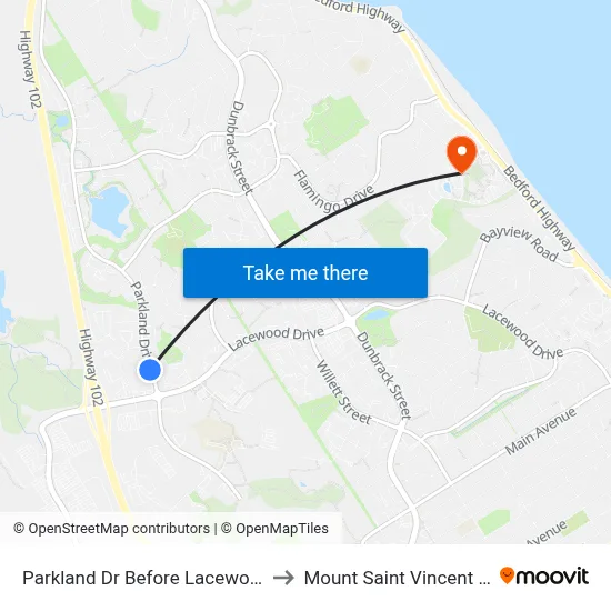 Parkland Dr Before Lacewood Dr (7438) to Mount Saint Vincent University map