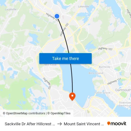 Sackville Dr After Hillcrest Ave (7296) to Mount Saint Vincent University map