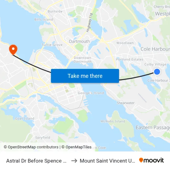 Astral Dr Before Spence Dr (6059) to Mount Saint Vincent University map
