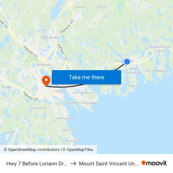 Hwy 7 Before Loriann Dr (8910) to Mount Saint Vincent University map