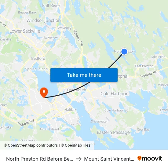 North Preston Rd Before Beals Cr (7113) to Mount Saint Vincent University map